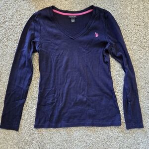 Women's polo set of two navy, and white long sleeve tees